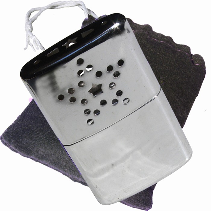 MFH, Handwärmer, Taschenwärmer, chrom, Transportbeutel